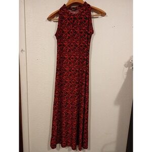 Athena Sleeveless Maxi Long Dress Size 10 Black And‎ Red Design.